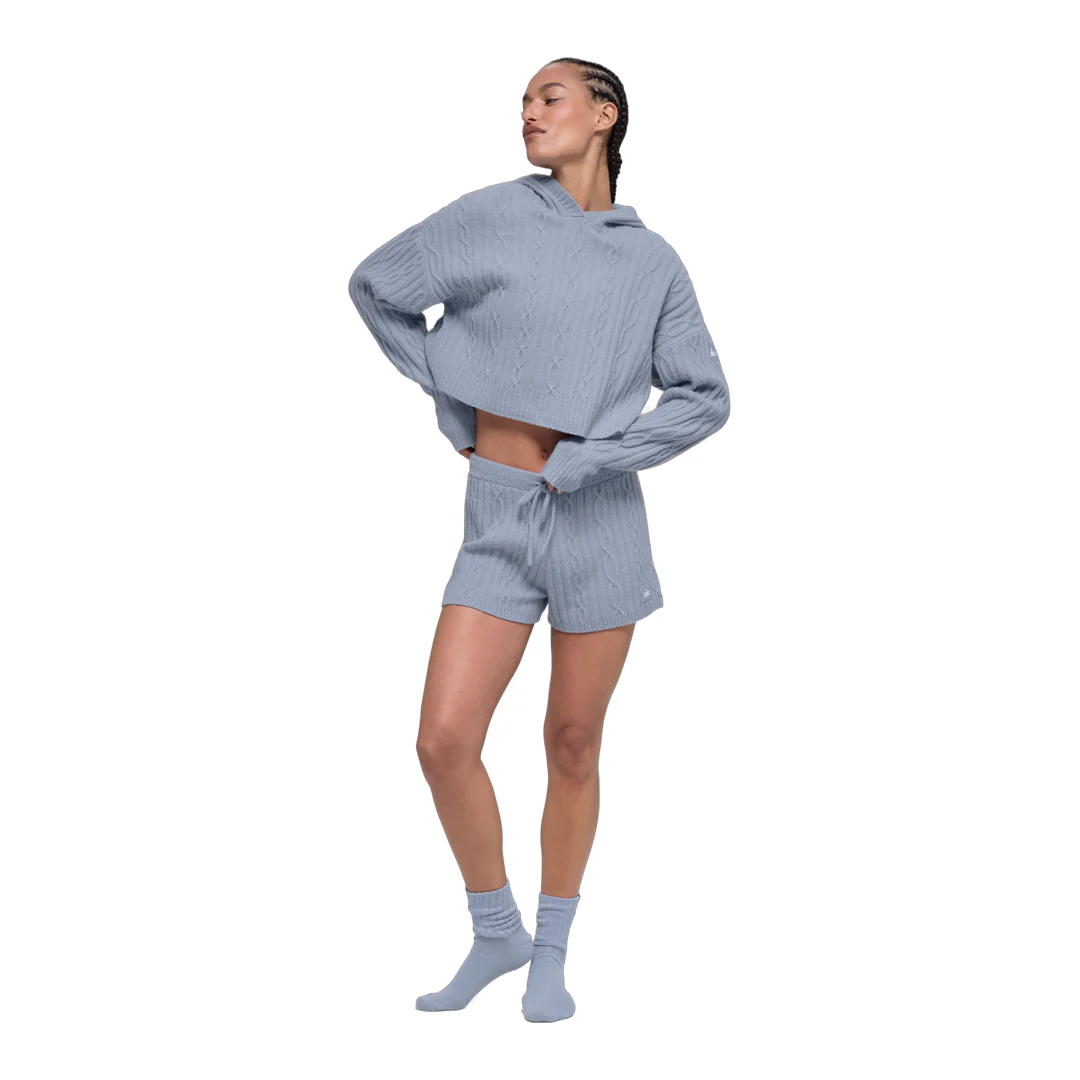 alo Cable Knit Winter Bliss Hoodie - Winter Frost - Image 5