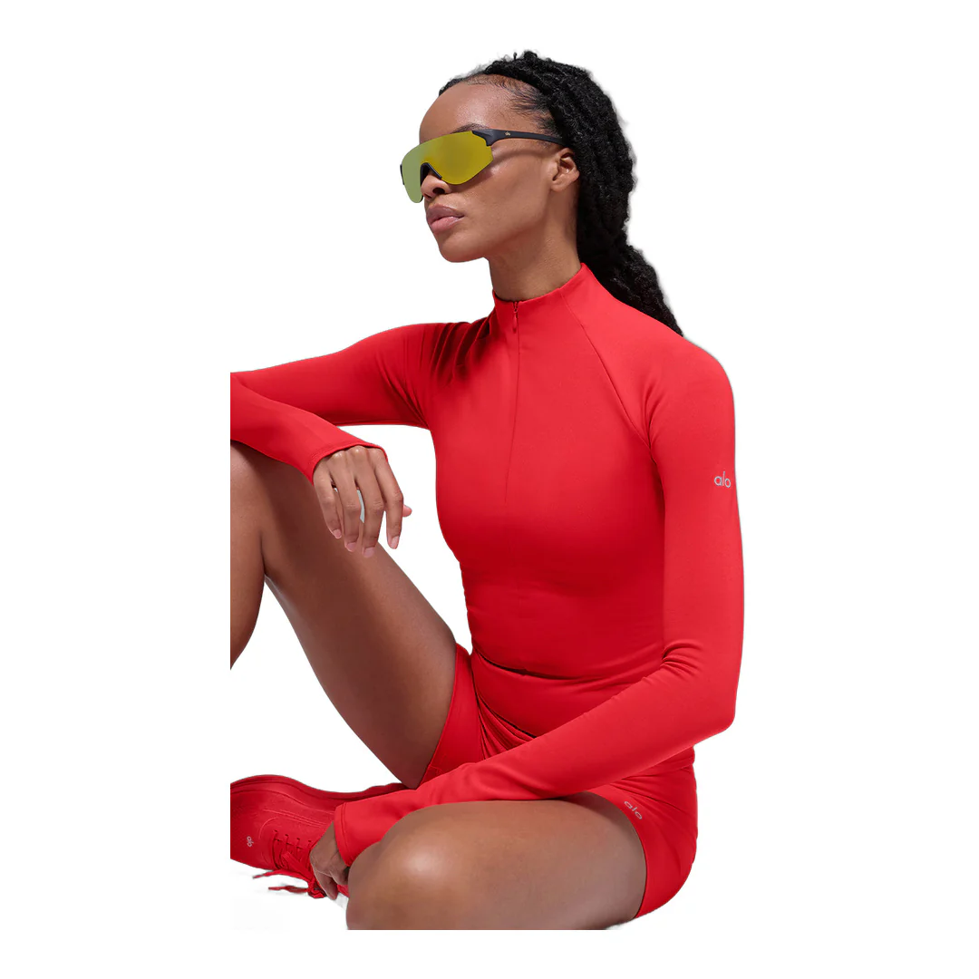 alo Airlift Winter Warm 1/4 Zip Long Sleeve - Bright Red - Image 2