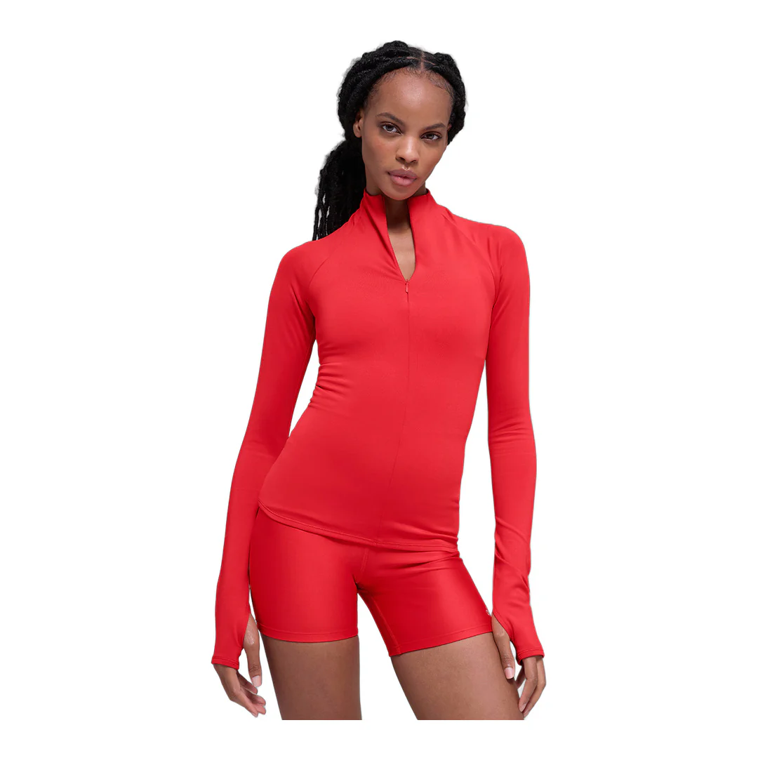alo Airlift Winter Warm 1/4 Zip Long Sleeve - Bright Red - Image 5