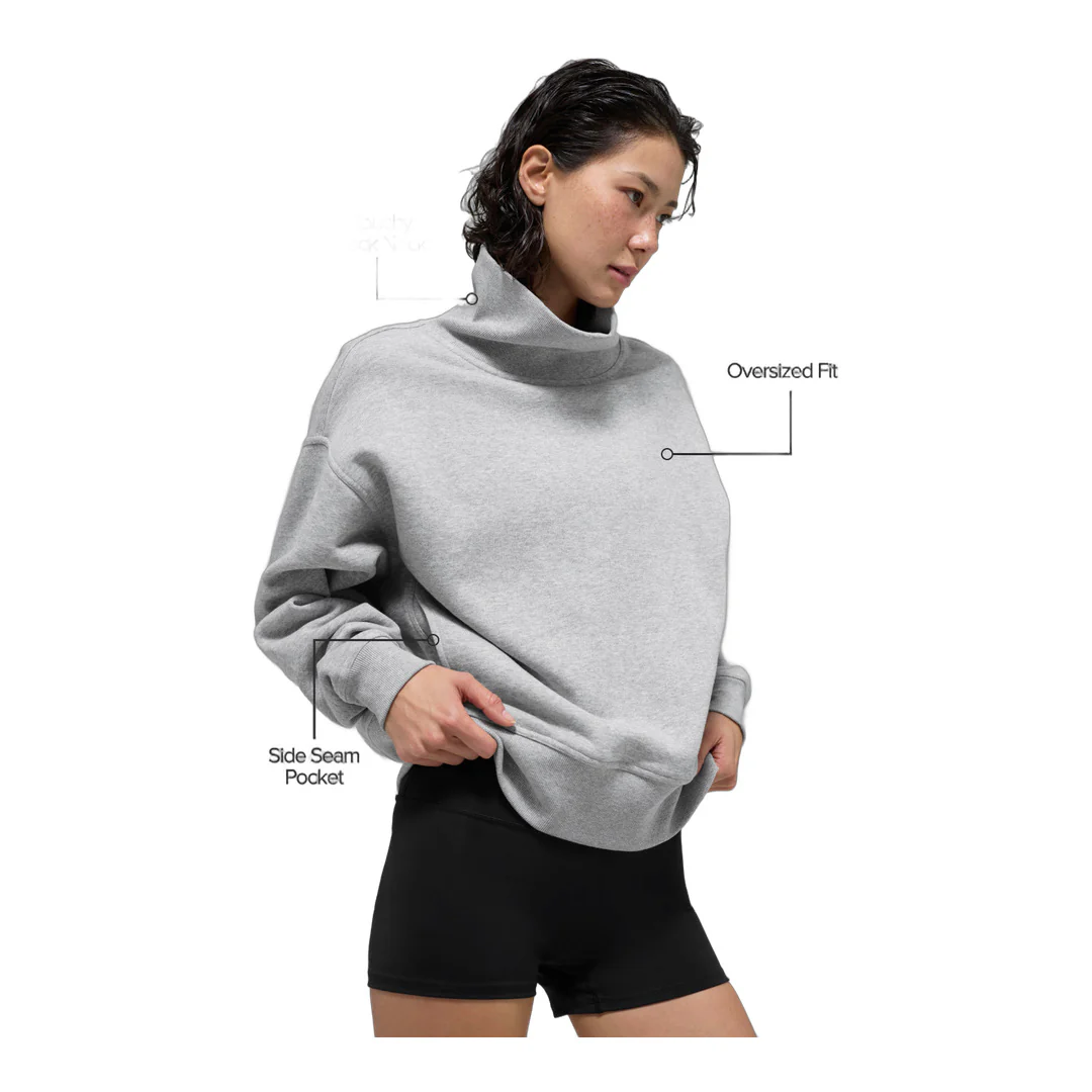 alo Hazy Mock Neck Pullover - Athletic Heather Grey - Image 2