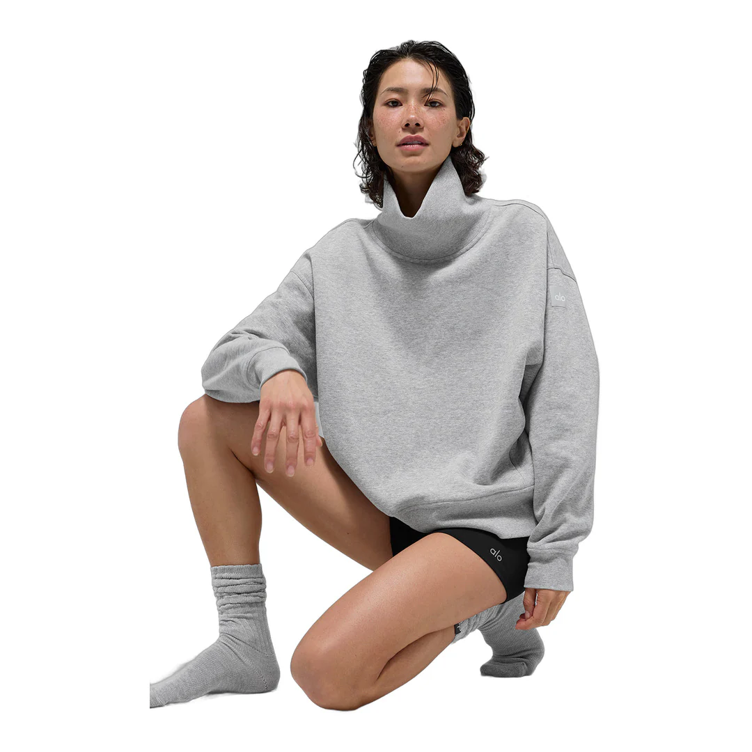 alo Hazy Mock Neck Pullover - Athletic Heather Grey - Image 5