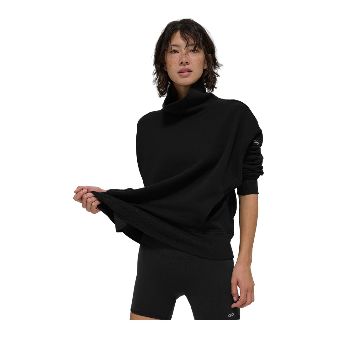 alo Hazy Mock Neck Pullover - Black - Image 3