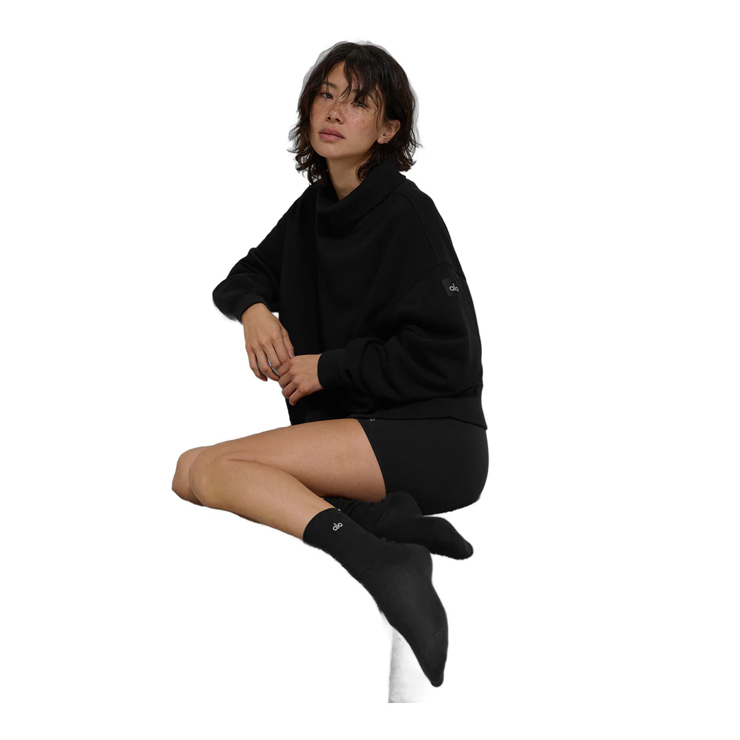 alo Hazy Mock Neck Pullover - Black - Image 4