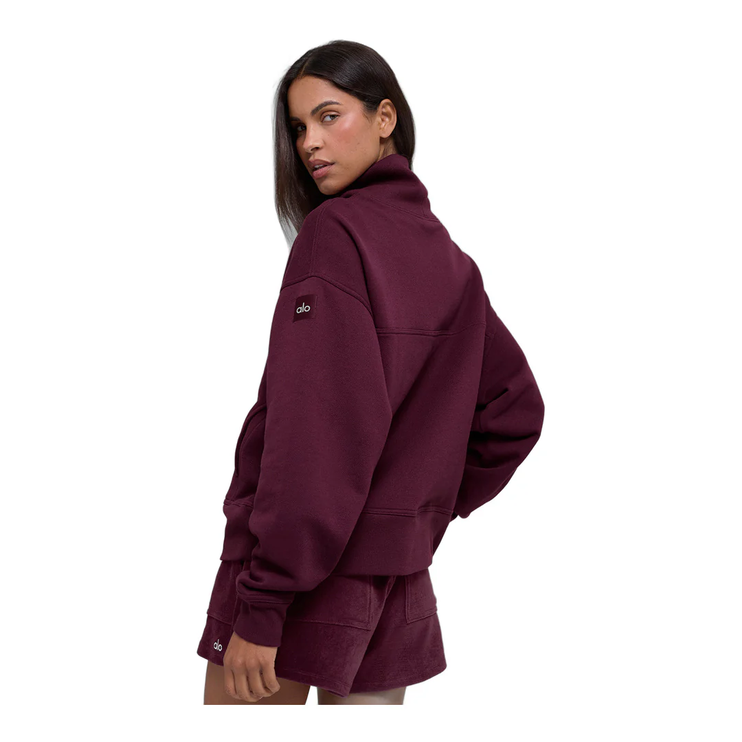 alo Hazy Mock Neck Pullover - Burgundy - Image 2