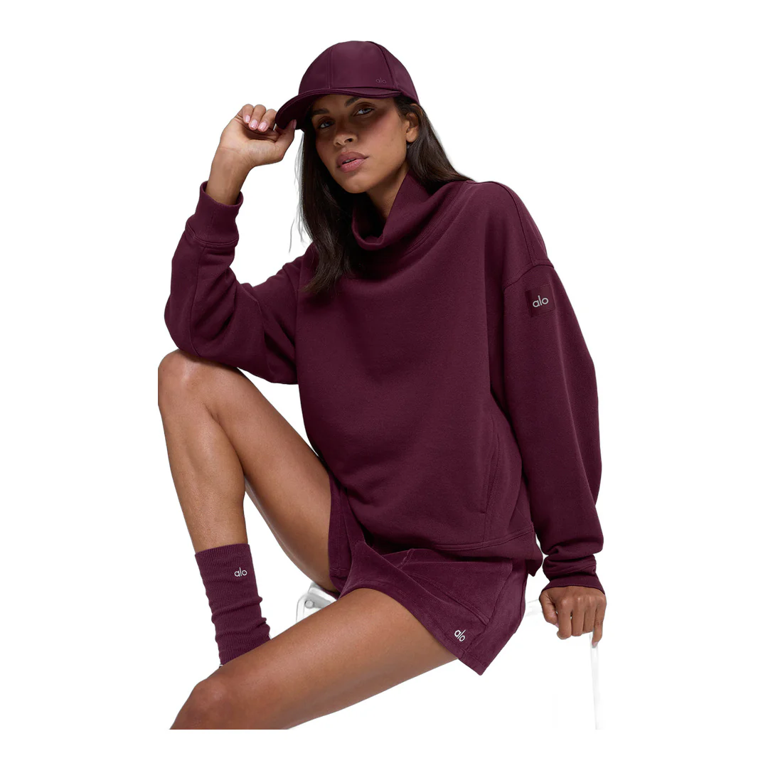 alo Hazy Mock Neck Pullover - Burgundy - Image 3