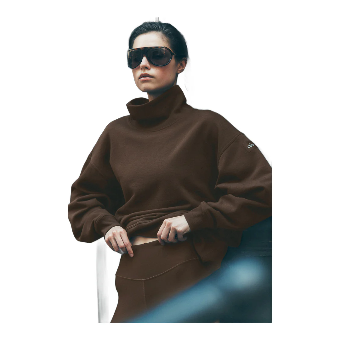 alo Hazy Mock Neck Pullover - Espresso