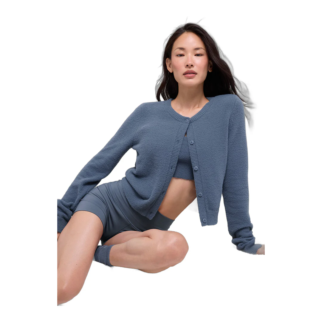 alo Snuggle Up Sweater Cropped Cardigan - Bluestone - Image 3
