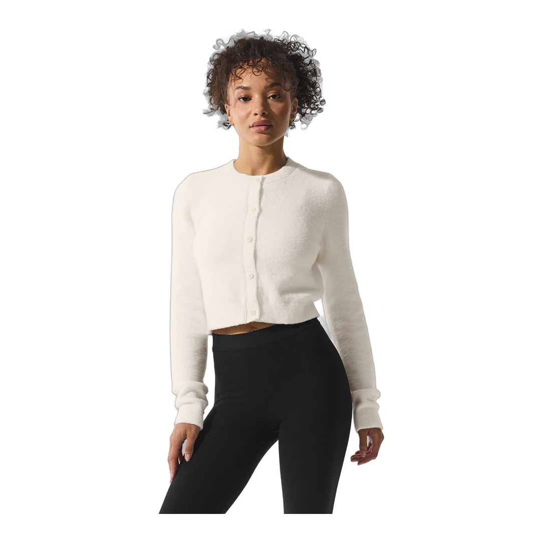 alo Snuggle Up Sweater Cropped Cardigan - Ivory