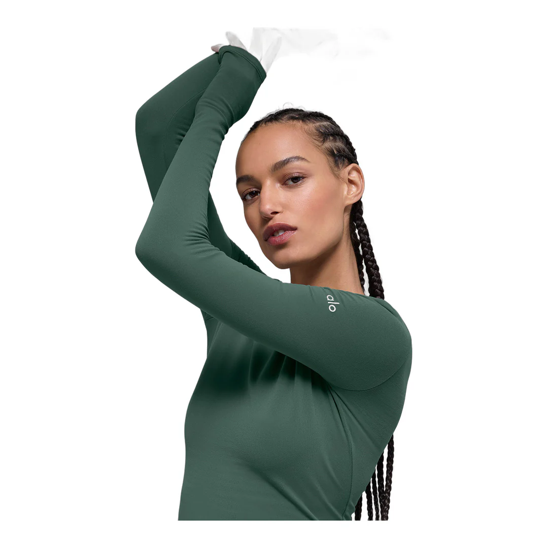 alo Airbrush Winter Warm Nocturne Long Sleeve - Clover Green - Image 3