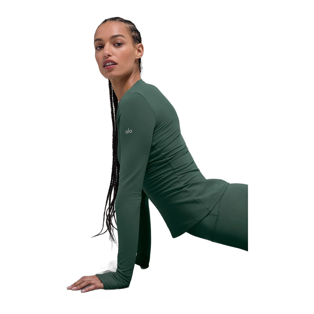 alo Airbrush Winter Warm Nocturne Long Sleeve - Clover Green - Image 4