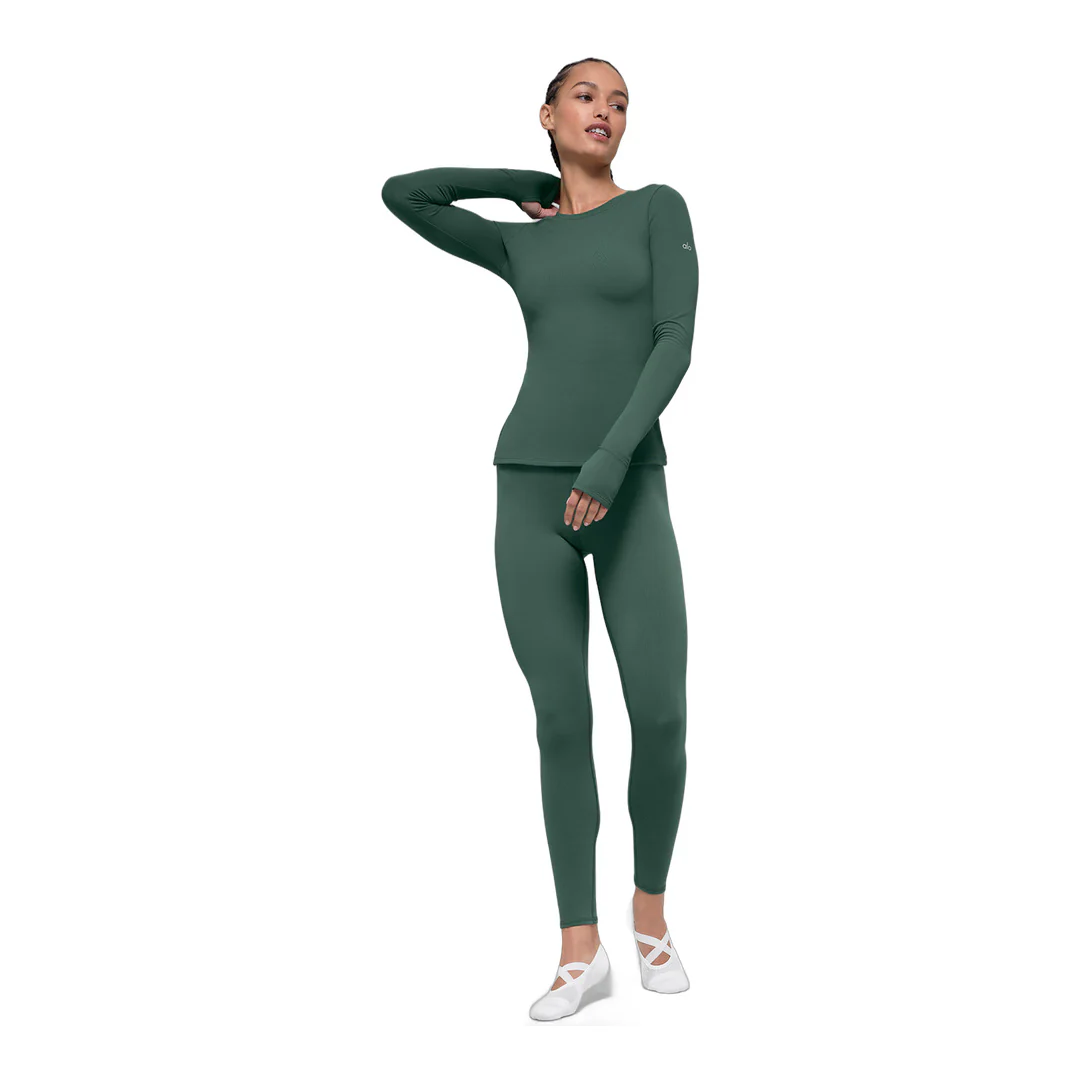 alo Airbrush Winter Warm Nocturne Long Sleeve - Clover Green - Image 5