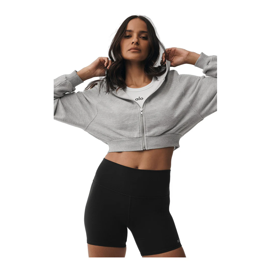 alo Sweet Escape Zip Up Hoodie - Athletic Heather Grey