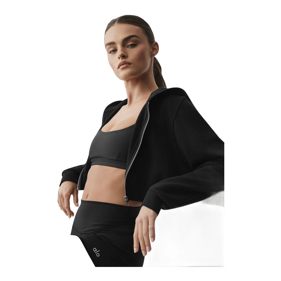 alo Sweet Escape Zip Up Hoodie - Black - Image 2
