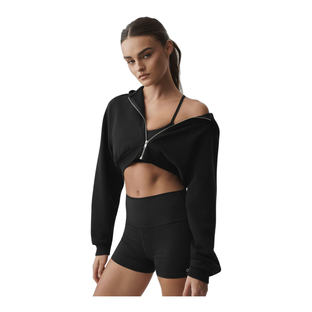 alo Sweet Escape Zip Up Hoodie - Black - Image 4