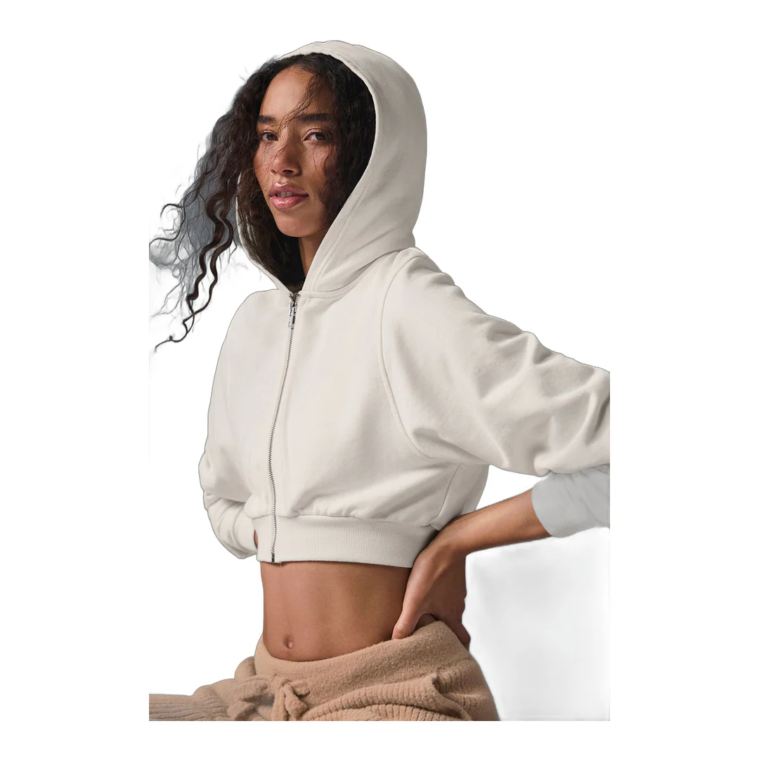 alo Sweet Escape Zip Up Hoodie - Ivory - Image 2