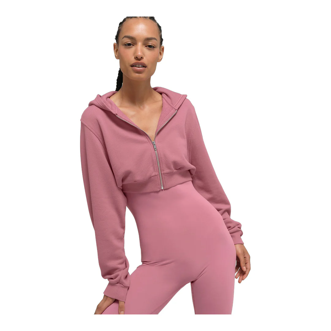 alo Sweet Escape Zip Up Hoodie - Pink Wild Rose - Image 2
