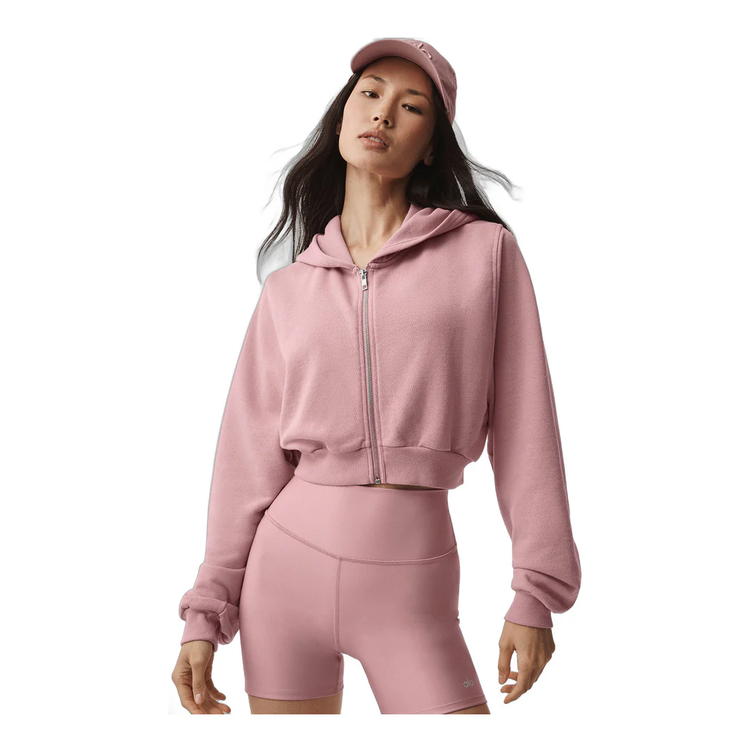 alo Sweet Escape Zip Up Hoodie - Vintage Pink - Image 3