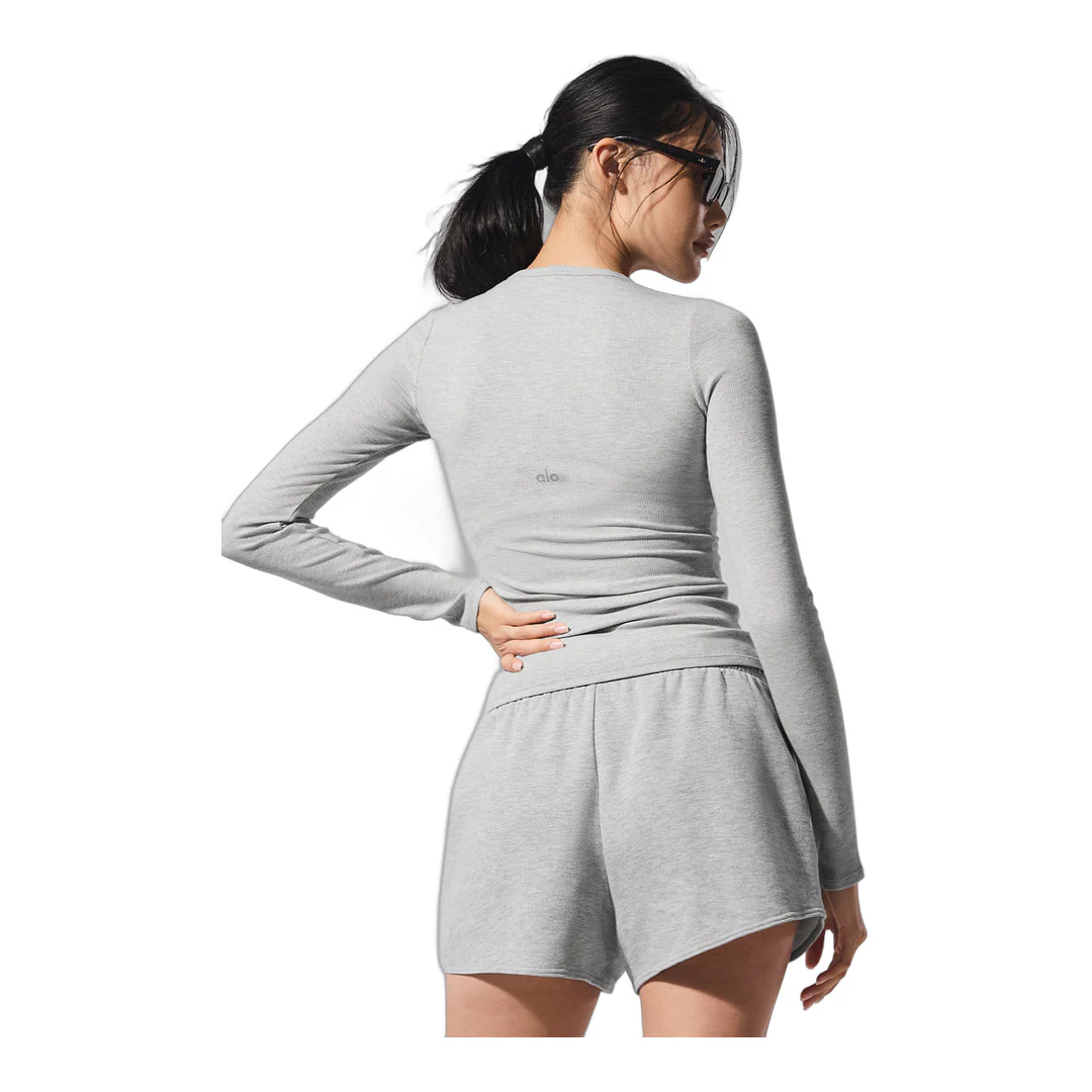 alo Ribbed Modal Long Sleeve - Athletic Heather Grey - Image 3