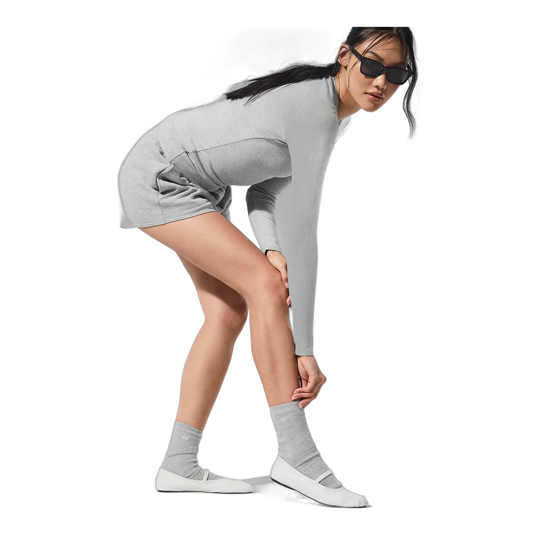 alo Ribbed Modal Long Sleeve - Athletic Heather Grey - Image 5