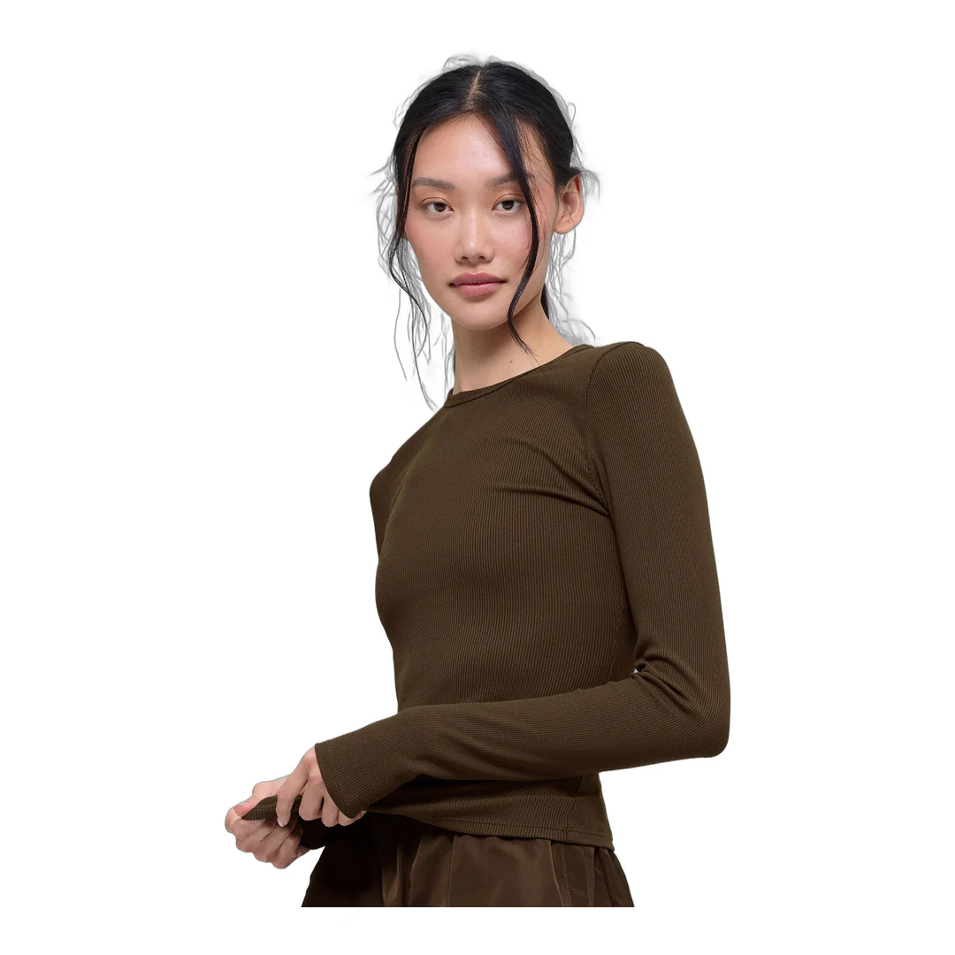 alo Ribbed Modal Long Sleeve - Espresso - Image 4