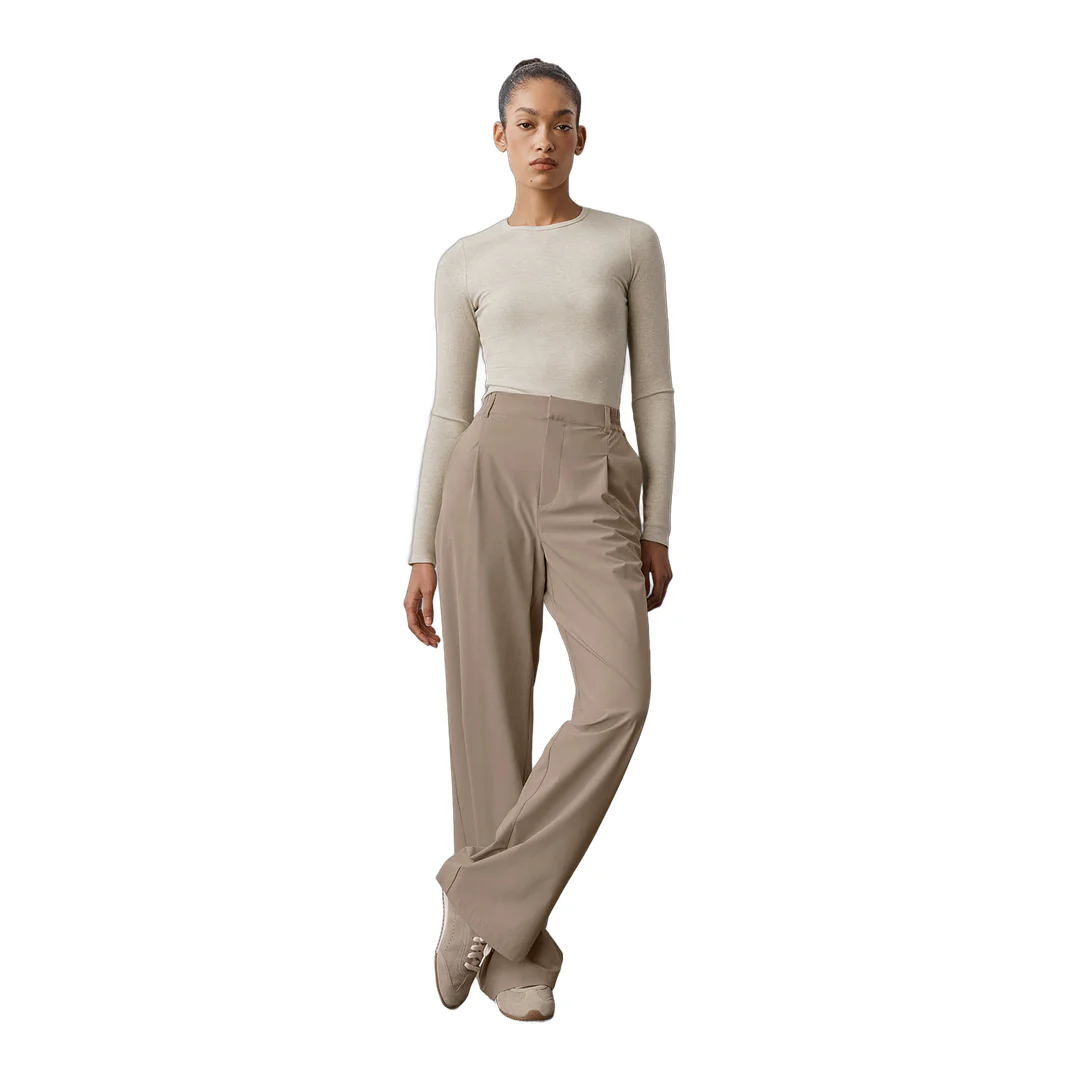 alo Ribbed Modal Long Sleeve - Oatmeal Heather - Image 4