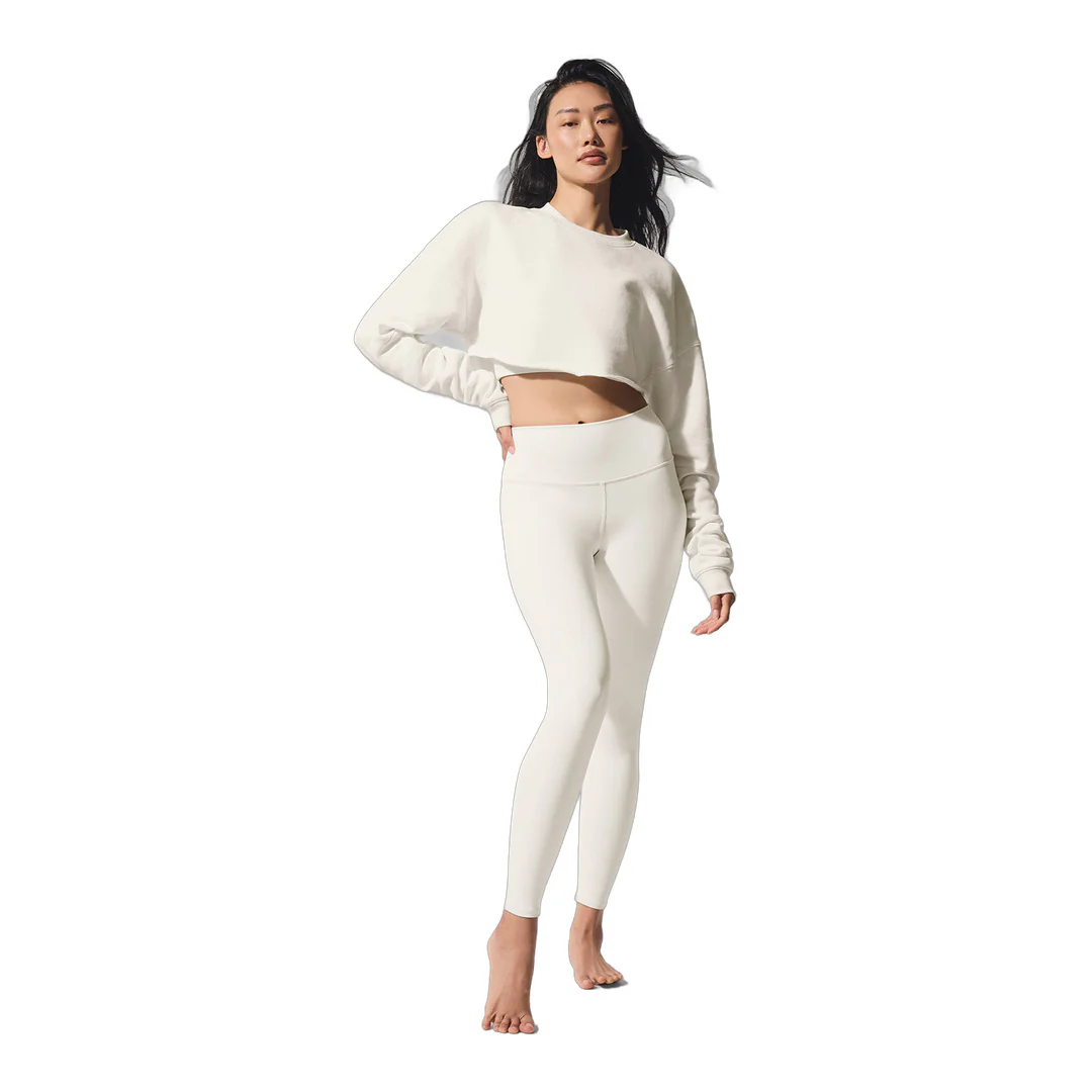 alo Extreme Cropped Pullover - Ivory - Image 4