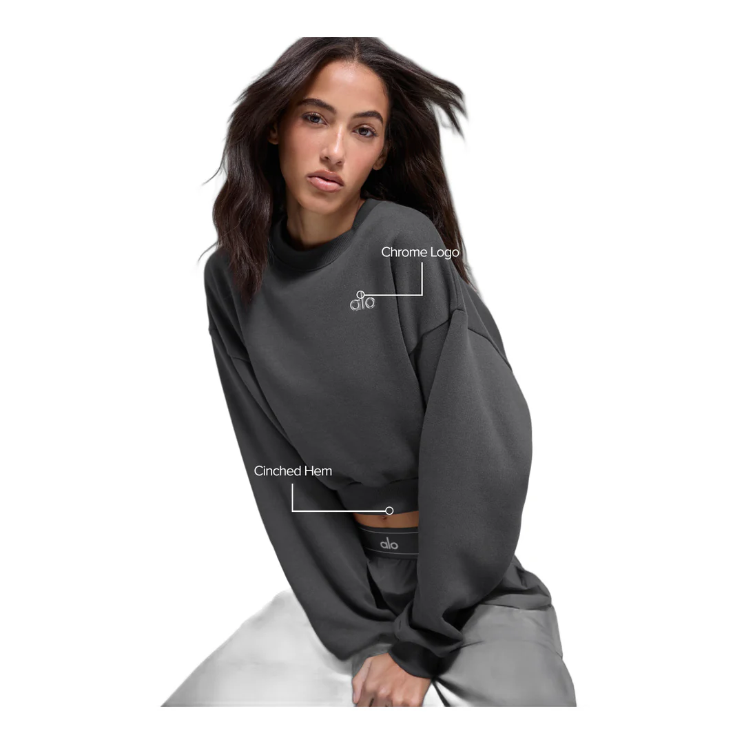 alo Cropped Accolade Crewneck - Anthracite - Image 2