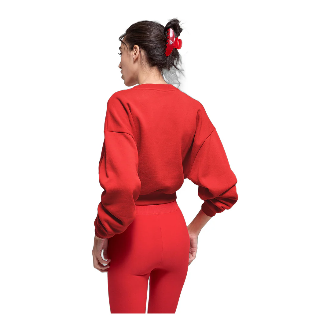 alo Cropped Accolade Crewneck - Bright Red - Image 2