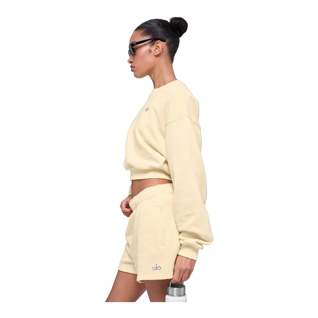 alo Cropped Accolade Crewneck - Candlelight Yellow - Image 5