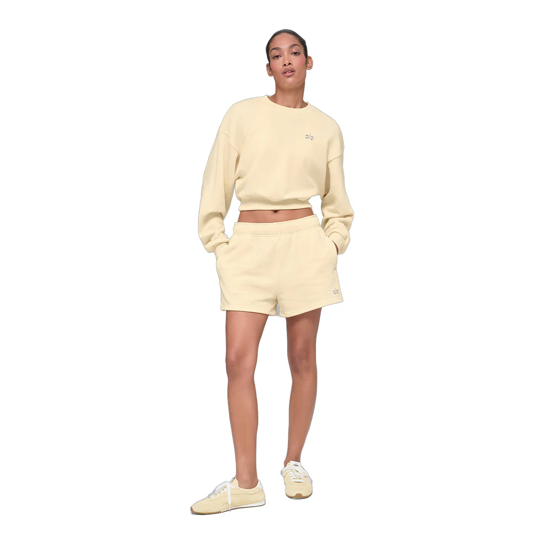 alo Cropped Accolade Crewneck - Candlelight Yellow - Image 6