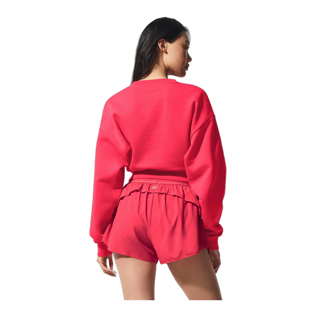 alo Cropped Accolade Crewneck - Candy Red - Image 3