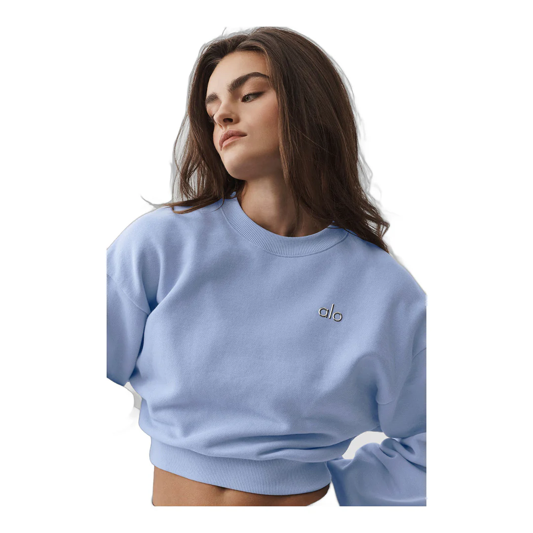 alo Cropped Accolade Crewneck - Light Provence Blue - Image 4