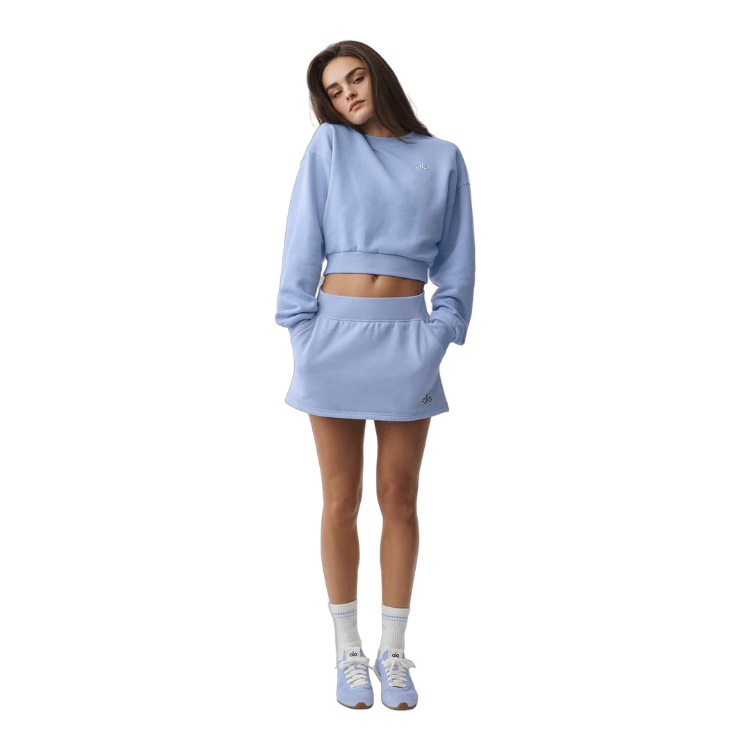 alo Cropped Accolade Crewneck - Light Provence Blue - Image 6