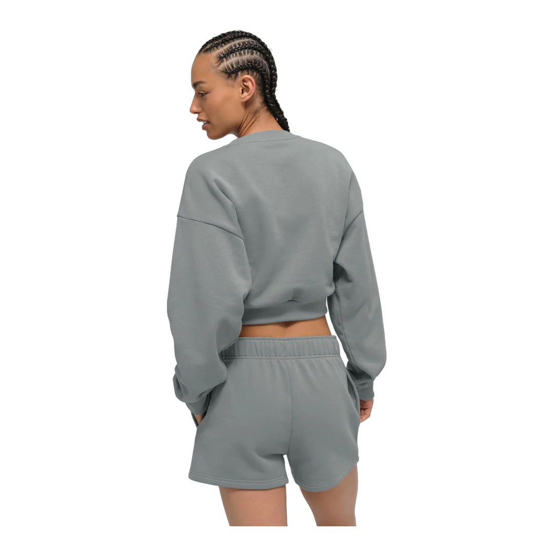 alo Cropped Accolade Crewneck - Lunar Grey - Image 3