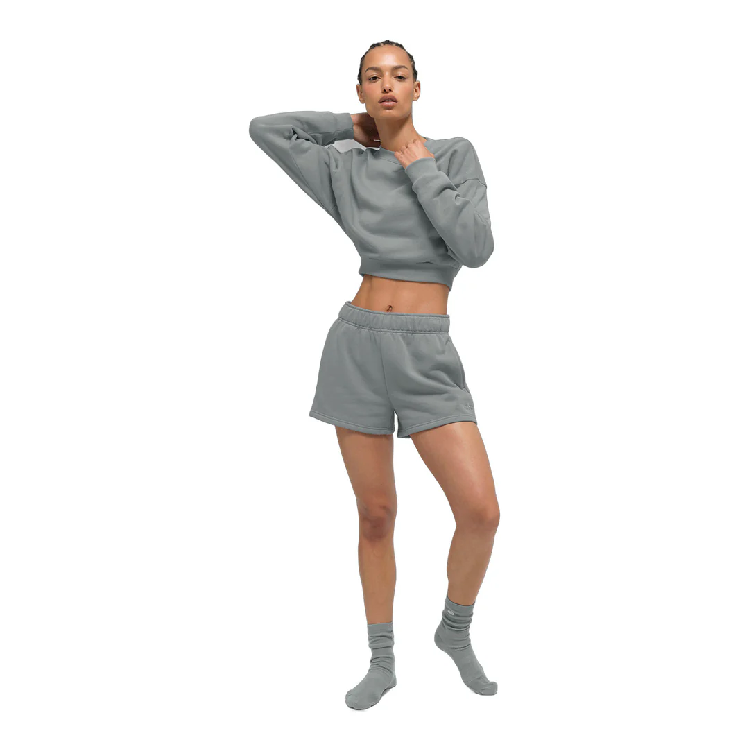 alo Cropped Accolade Crewneck - Lunar Grey - Image 5