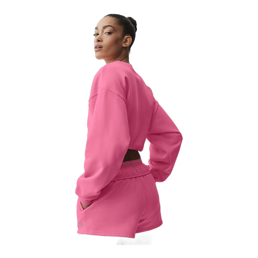 alo Cropped Accolade Crewneck - Paradise Pink - Image 2