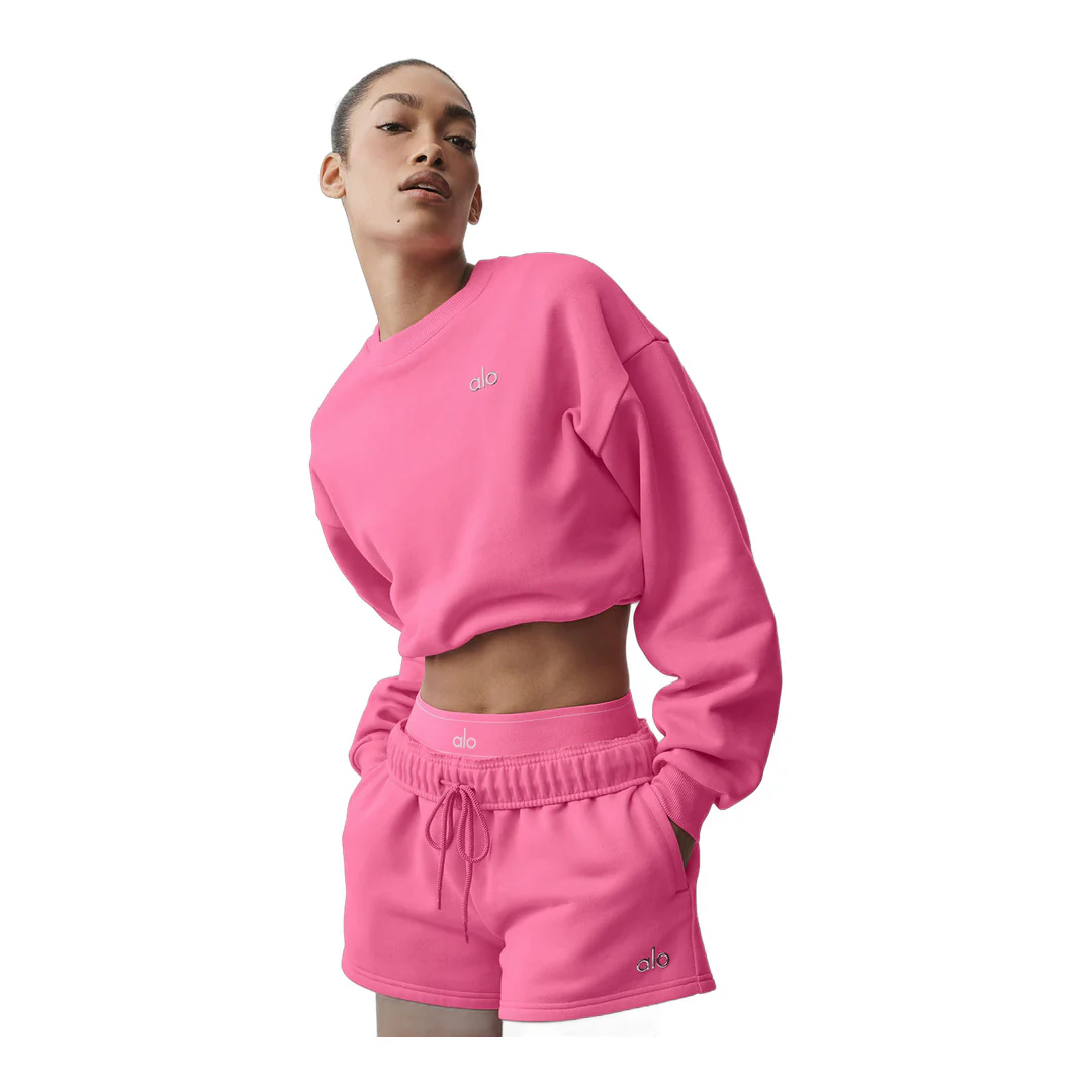 alo Cropped Accolade Crewneck - Paradise Pink - Image 3