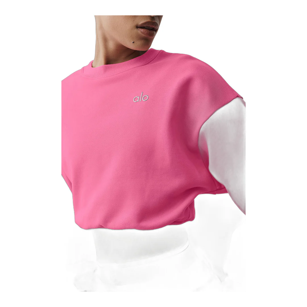 alo Cropped Accolade Crewneck - Paradise Pink - Image 4