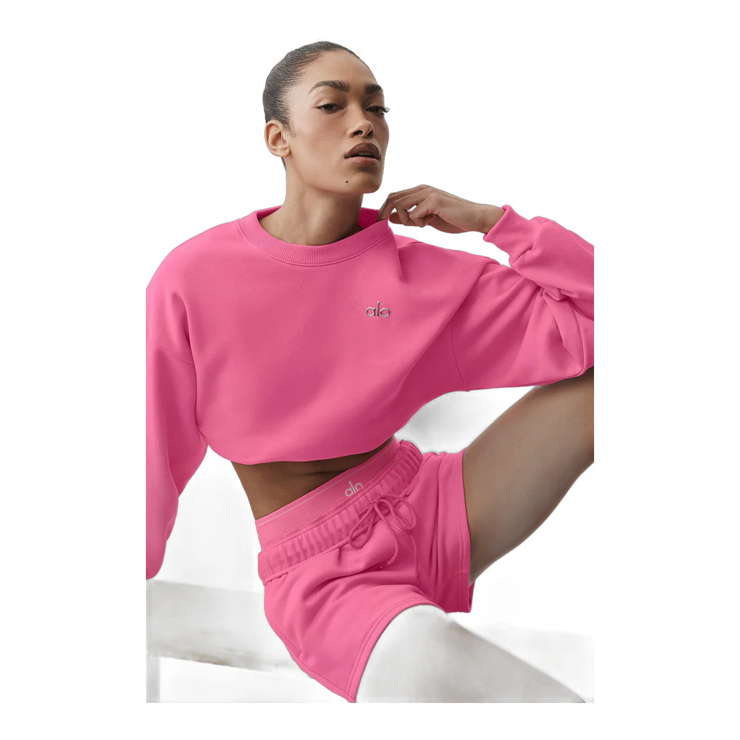 alo Cropped Accolade Crewneck - Paradise Pink - Image 5
