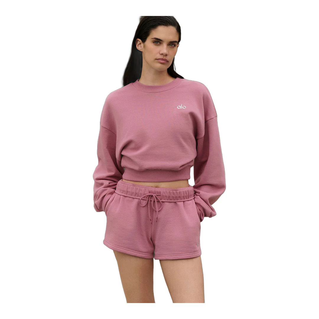 alo Cropped Accolade Crewneck - Pink Wild Rose