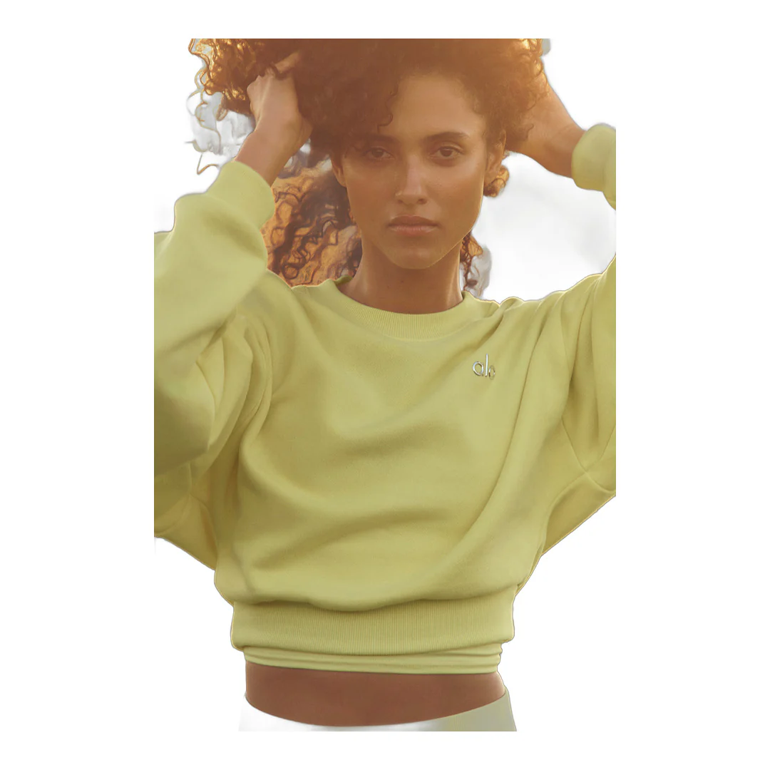 alo Cropped Accolade Crewneck - Sunshine