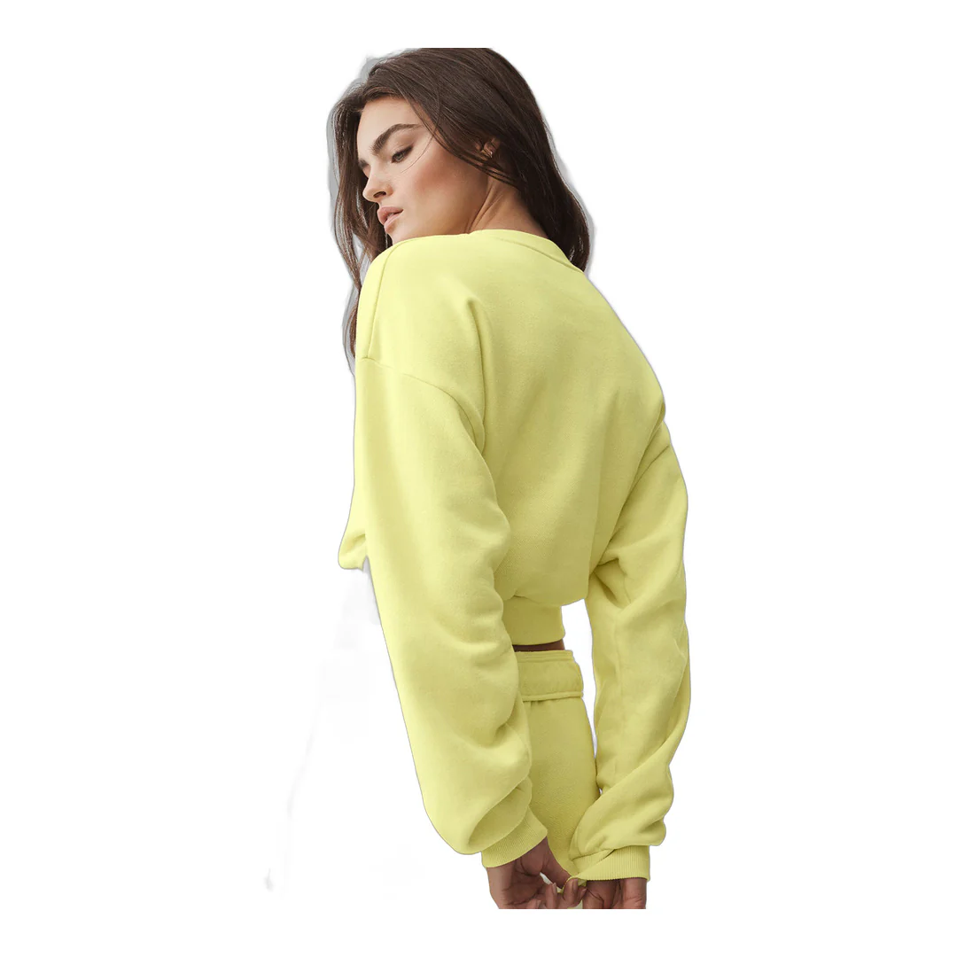 alo Cropped Accolade Crewneck - Sunshine - Image 2
