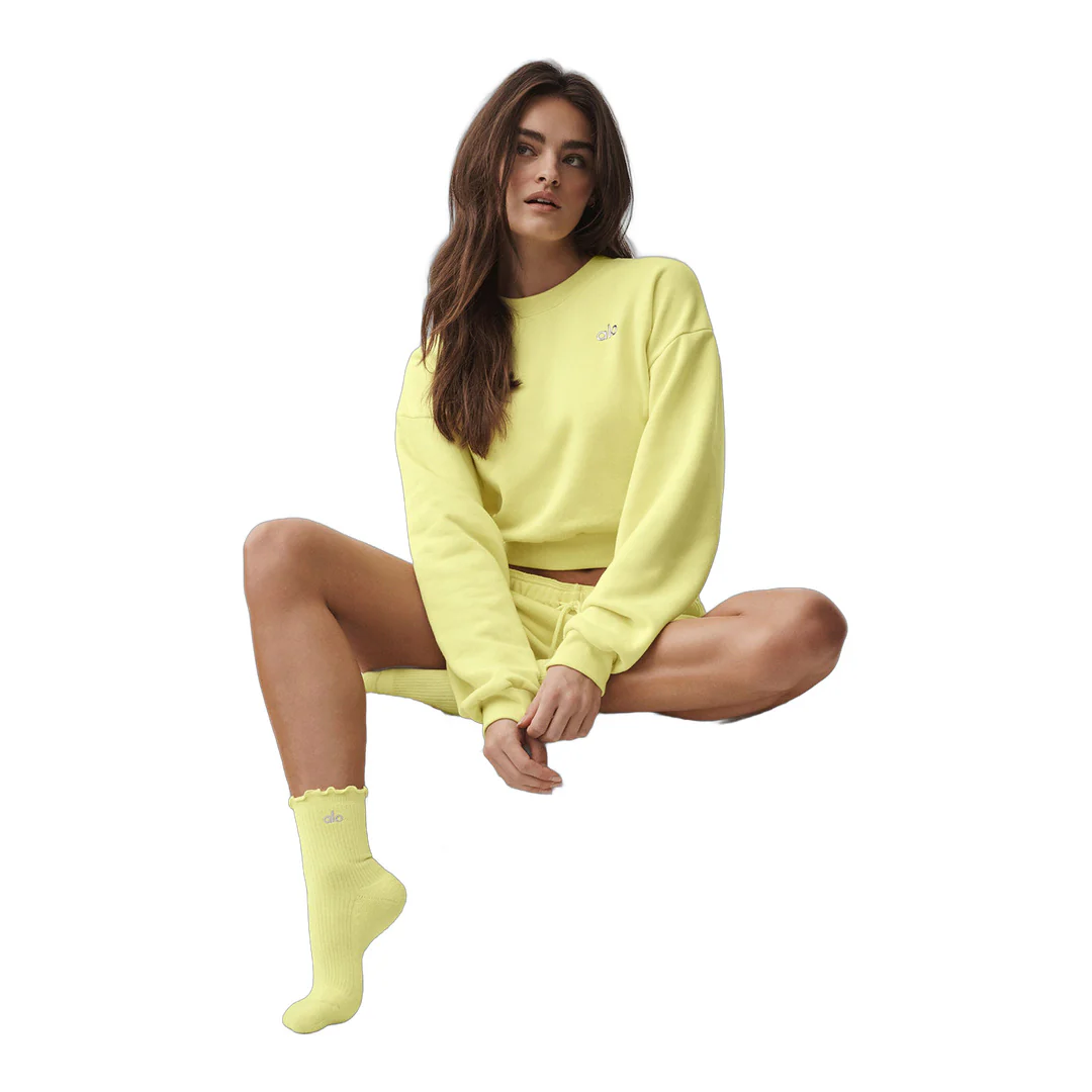 alo Cropped Accolade Crewneck - Sunshine - Image 5