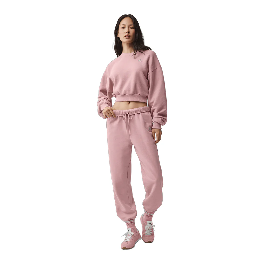 alo Cropped Accolade Crewneck - Vintage Pink - Image 6