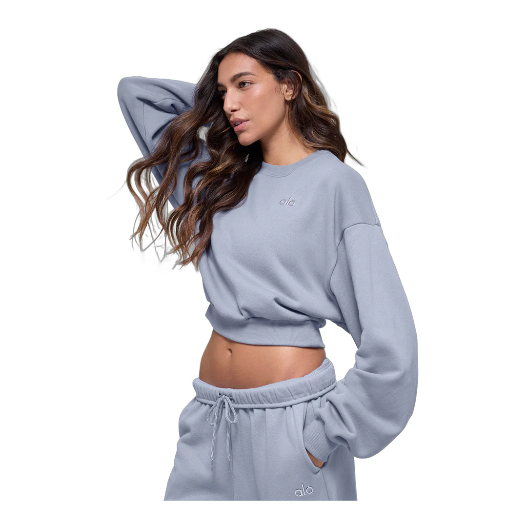alo Cropped Accolade Crewneck - Winter Frost - Image 3