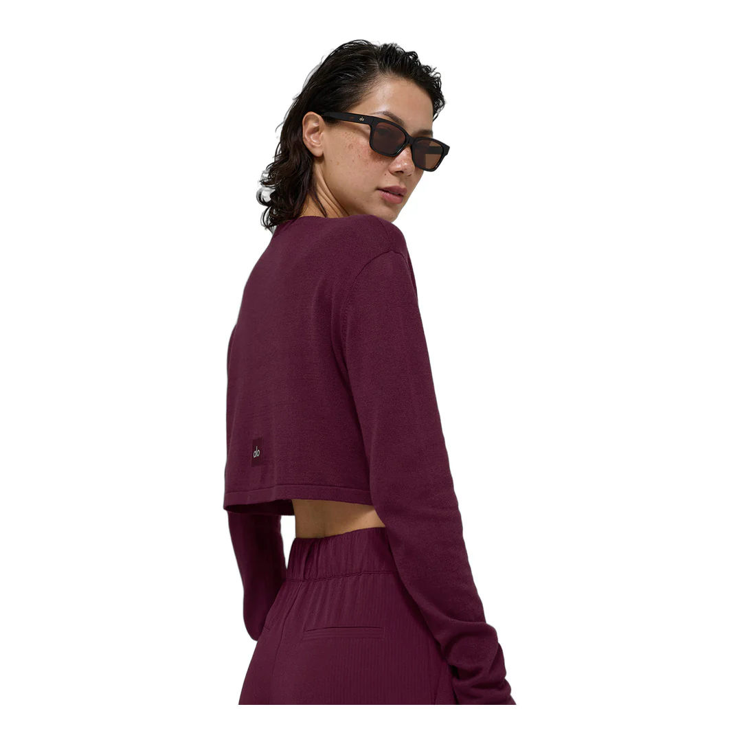 alo Supernatural Sweater Cardigan - Burgundy - Image 2