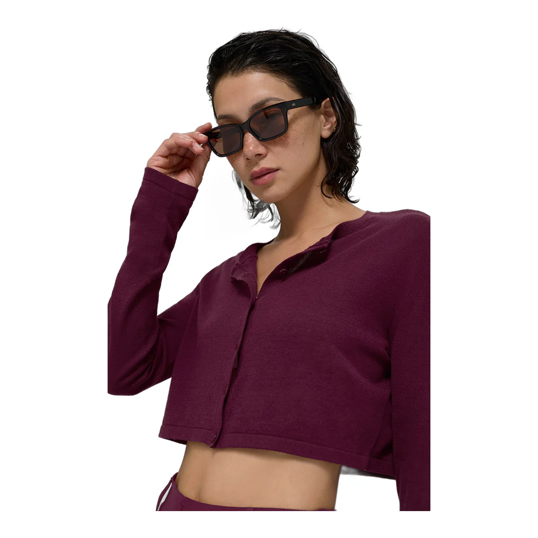 alo Supernatural Sweater Cardigan - Burgundy - Image 3