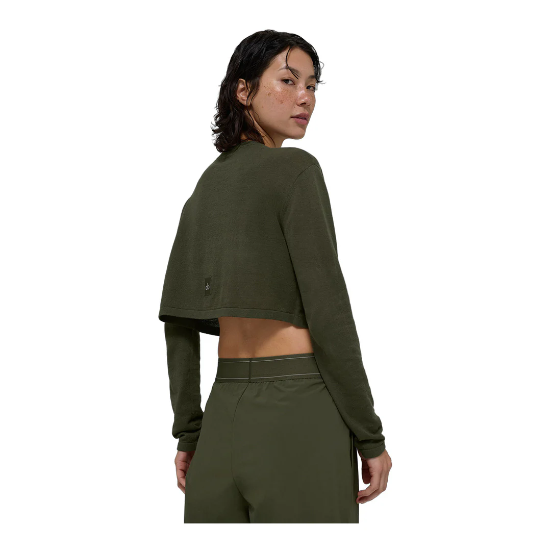 alo Supernatural Sweater Cardigan - Green Olive - Image 2