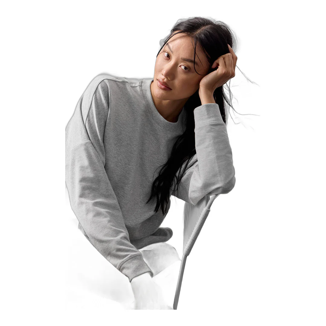 alo Cropped Sway Crew Neck Pullover - Athletic Heather Grey - Image 5