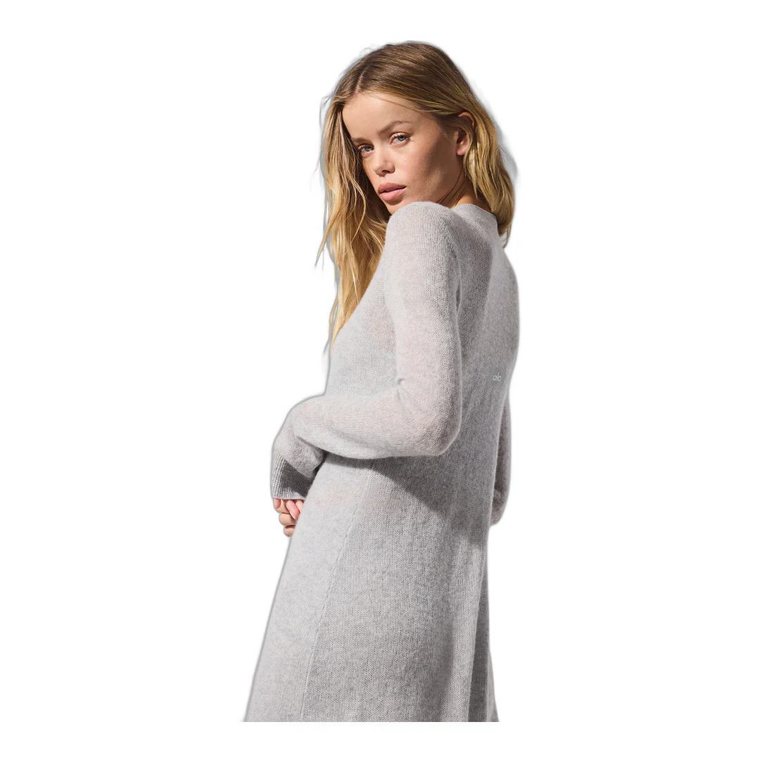 alo Sheer Cashmere Long Cardigan - Athletic Heather Grey - Image 4